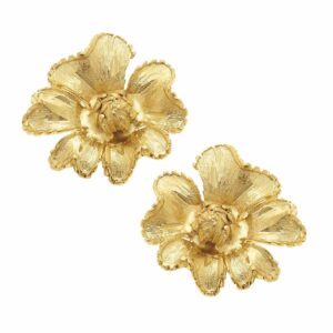 Gold Stud Flower Earrings