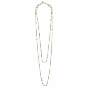 Gold & Pearl Chain Multi-Strand Necklace with Fresh Water Pearls