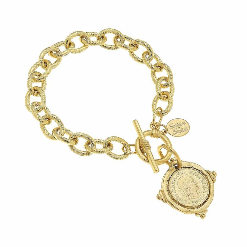 Gold Intaglio Coin Bracelet