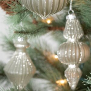 Pleated Glittered Ornaments Set of Three