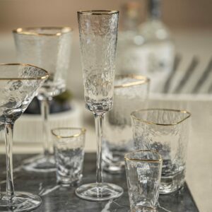 Vintage Champagne Glasses, Set of 2, Martini Glasses, Crystal Gold Rimmed
