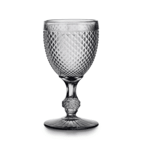 Grey bicos glass with textural cup smooth stem and fluted foot