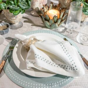 Celadon Pearl Embroidered Placemats | Set of 4 - Image 3