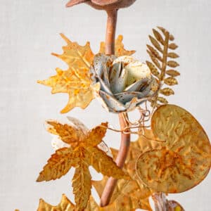 Metal Floral Candleholder | Rust-Finish - Image 5