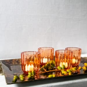 persimmon clear glass votive holder