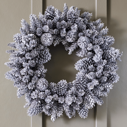 white pinecone wreath